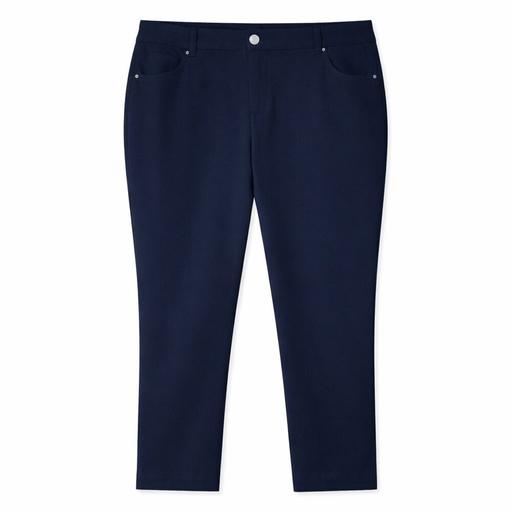 NWT CATHERINES Sateen Stretch Straight Leg Blue Pants Plus Size 30W Petite